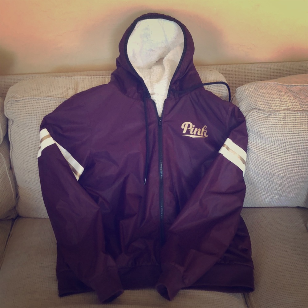 PINK Sherpa lined zip up jacket